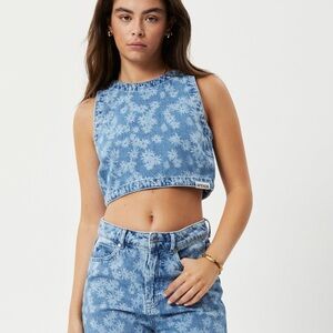 Afends Denim Cropped Top